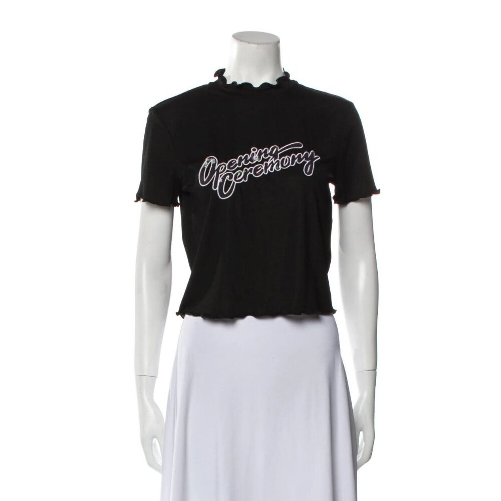 OPENING CEREMONY Graphic Print Mock Neck Crop Top Size: S